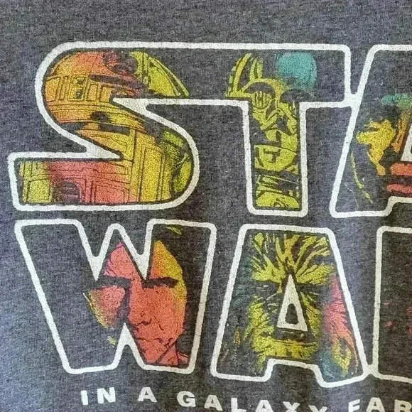 Star Wars Mens XL In A Galaxy Far Away Character Fill Shirt Grey Short Sleeve - Picture 9 of 9